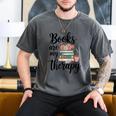Books Are My Therapy Coffee Books Flowers Bookish Book Lover Men's Comfort Colors T-Shirt Pepper