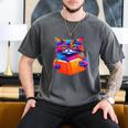 Cat Book Shirt Colorful Cat Reading Book Men's Comfort Colors T-Shirt Pepper