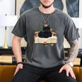 Cat On Open Book Mushrooms Ferns Dark Academia Men's Comfort Colors T-Shirt Pepper