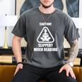 Caution Slippery When Reading Book Lover Men's Comfort Colors T-Shirt Pepper
