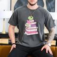 Cute Book Lover Frog Pretty Girls Read Books Kawaii Reading Men's Comfort Colors T-Shirt Pepper