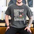 Cute Frog Support Your Local Library Librarian Book Lover Men's Comfort Colors T-Shirt Pepper