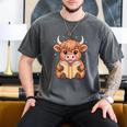Cute Highland Cow Reading Book Men's Comfort Colors T-Shirt Pepper Cute Highland Cow Reading Book Men's Comfort Colors T-Shirt Pepper