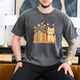 Cute Kawaii Cat Books Flowers Men's Comfort Colors T-Shirt Pepper