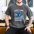 Dragon Reading Just A Girl Who Loves Dragons And Books Men's Comfort Colors T-Shirt Pepper Dragon Reading Just A Girl Who Loves Dragons And Books Men's Comfort Colors T-Shirt Pepper