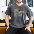Easily Distracted By Books And Yarn Knitting & Crocheting Men's Comfort Colors T-Shirt Pepper Easily Distracted By Books And Yarn Knitting & Crocheting Men's Comfort Colors T-Shirt Pepper