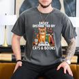 Easily Distracted By Cats And Books Book Lover Cat Men's Comfort Colors T-Shirt Pepper Easily Distracted By Cats And Books Book Lover Cat Men's Comfort Colors T-Shirt Pepper