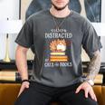 Easily Distracted By Cats And Books Reading Lover Bookish Men's Comfort Colors T-Shirt Pepper