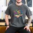 Enchanted Open Book With Blooming Flowers Men's Comfort Colors T-Shirt Pepper Enchanted Open Book With Blooming Flowers Men's Comfort Colors T-Shirt Pepper