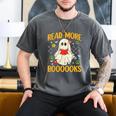 Ghost Reading Books Teacher Student Halloween Read More Book Men's Comfort Colors T-Shirt Pepper