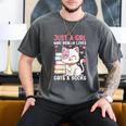 Girl Who Loves Cats And Books Cute Men's Comfort Colors T-Shirt Pepper
