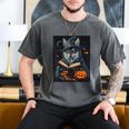 Halloween Girls Boys Cute Wolf Book Pumpkin Kids Halloween Men's Comfort Colors T-Shirt Pepper