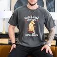 Just a Girl Who Loves Cats And Books Reading Cat & Bookworm Men's Comfort Colors T-Shirt Pepper