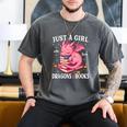 Just A Girl Who Loves Dragons And Books Dragon Reading Lover Men's Comfort Colors T-Shirt Pepper