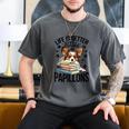 Papillon Dog Breed Life Is Better With Books And Papillons Men's Comfort Colors T-Shirt Pepper