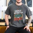 Pet Lover Joke Easily Distracted By Dogs And Books Men Men's Comfort Colors T-Shirt Pepper