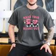 Read You Heart Out Reading Teacher Valentines Day Book Lover Men's Comfort Colors T-Shirt Pepper