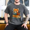 Reading Book Lover Red Panda Read Books Be Kind Stays Weird Men's Comfort Colors T-Shirt Pepper