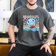Readsolotl Blue Kawaii Axolotl Book Lover Reading Retro Men's Comfort Colors T-Shirt Pepper
