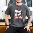 Teach Inspire Grow Everyday Read Your Heart Out Valentine Book-Themed Small Men's Comfort Colors T-Shirt Pepper