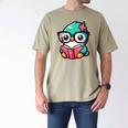 Adorable Book Lover Humming Bird With Reading Glasses Cute Men's Comfort Colors T-Shirt Khaki
