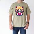 Adorable Book Lover Persian Cat With Reading Glasses Cute Men's Comfort Colors T-Shirt Khaki Adorable Book Lover Persian Cat With Reading Glasses Cute Men's Comfort Colors T-Shirt Khaki