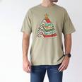 Book Christmas Tree For Librarians Book Lovers Men's Comfort Colors T-Shirt Khaki