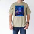 Book Library Bookshelf Armchair Window Pattern Print Men's Comfort Colors T-Shirt Khaki