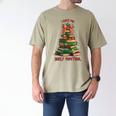 Book Lover Christmas Tree I Have No Shelf Control Men's Comfort Colors T-Shirt Khaki