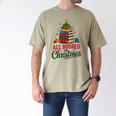 All Booked For Christmas Librarian Reader Xmas Pajama Men's Comfort Colors T-Shirt Khaki
