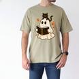 Books Ghost Reading Book Halloween Library Cat Fall Men's Comfort Colors T-Shirt Khaki Books Ghost Reading Book Halloween Library Cat Fall Men's Comfort Colors T-Shirt Khaki
