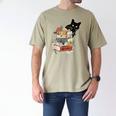 Cat And Books Flowers Reading Club Cat Lover Bookworm Men's Comfort Colors T-Shirt Khaki