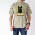 Cat Reading Book Flowers Men's Comfort Colors T-Shirt Khaki