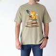 Cat Reading Books Men's Comfort Colors T-Shirt Khaki Cat Reading Books Men's Comfort Colors T-Shirt Khaki