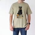 Cat Sitting On Books Men's Comfort Colors T-Shirt Khaki Cat Sitting On Books Men's Comfort Colors T-Shirt Khaki