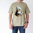 Cute Penguin Reading Book Faux-Crochet Print Men's Comfort Colors T-Shirt Khaki