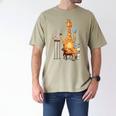 Giraffe Reading Tea Books Coffee Book Lover Graphic Men's Comfort Colors T-Shirt Khaki