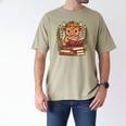 Highland Cow Reading Book Graphic Cow With Book Floral Men's Comfort Colors T-Shirt Khaki Highland Cow Reading Book Graphic Cow With Book Floral Men's Comfort Colors T-Shirt Khaki