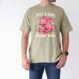 Just A Girl Who Loves Dragons And Books Dragon Reading Lover Men's Comfort Colors T-Shirt Khaki