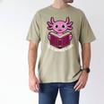I Read Banned Books Axolotl Reading Men's Comfort Colors T-Shirt Khaki