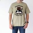 Read Banned Books Drink Coffee Fight Evil Retro Cat Men's Comfort Colors T-Shirt Khaki