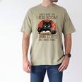 i Read Books And i Know Things Cat Reading Coffee Men's Comfort Colors T-Shirt Khaki