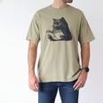 Reading Cat Cat Book Lover Men's Comfort Colors T-Shirt Khaki