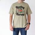 Reading Is My Therapy Book Lover Bookworm Men's Comfort Colors T-Shirt Khaki