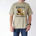 Sleeping Cat And Books With Coffee Lover Men's Comfort Colors T-Shirt Khaki