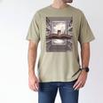 Totally Weird Tees Cat Library Book Reading Literary Men's Comfort Colors T-Shirt Khaki
