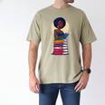 Woman And Books Stack Afro Girl Reading Lover Men's Comfort Colors T-Shirt Khaki Woman And Books Stack Afro Girl Reading Lover Men's Comfort Colors T-Shirt Khaki