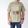 Woman Cannot Survive On Books Alone She Also Needs Yarn Men's Comfort Colors T-Shirt Khaki Woman Cannot Survive On Books Alone She Also Needs Yarn Men's Comfort Colors T-Shirt Khaki