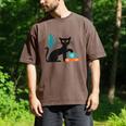 Cat Midcentury With Book And Coffee Atomic Age Mid Century Men's Comfort Colors T-Shirt Espresso