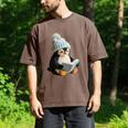 Cute Penguin Reading Book Faux-Crochet Print Men's Comfort Colors T-Shirt Espresso